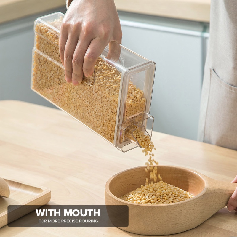 Transparent Cereal Dry Food Storage Dispenser Multipurpose Plastic Jar Airtight Container